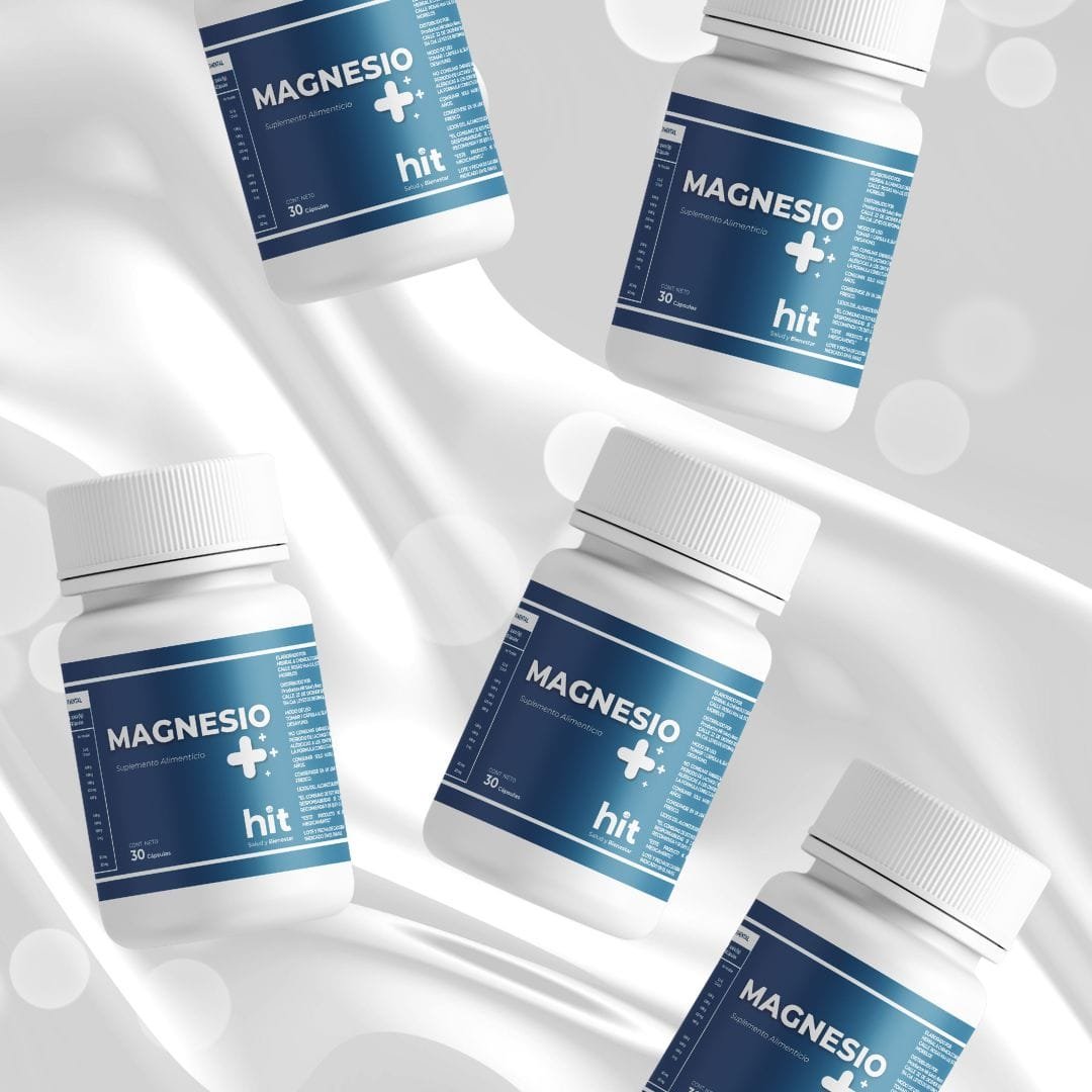 HIT Magnesio – Complemento Alimenticio con Magnesio | Apoyo a Energía, Músculos y Bienestar | 30 Cápsulas por Caja | Pack de 5 Piezas