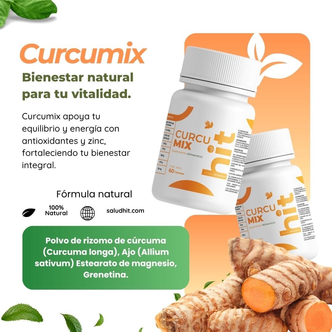 Curcumix® Cúrcuma en Cápsulas 60 pzs | Complemento Alimenticio Natural | Fórmula para el Bienestar Diario | Uso Adulto 5 pzas