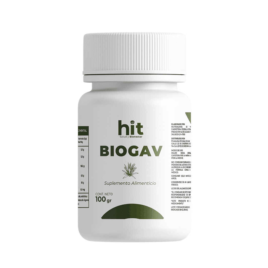 HIT® BIOGAV® Fibra Soluble Prebiótica 100 g | Fructanos de Agave Orgánico | Complemento Alimenticio de Origen Natural | Uso Adulto
