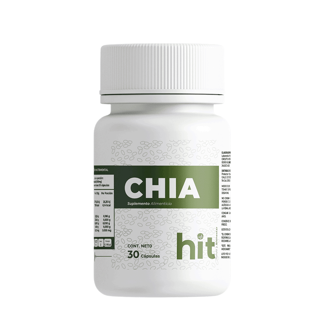 HIT® Chía en Cápsulas 30 pzs | Cápsulas de Aceite de Chía de Origen Natural | Complemento Alimenticio | Uso Adulto
