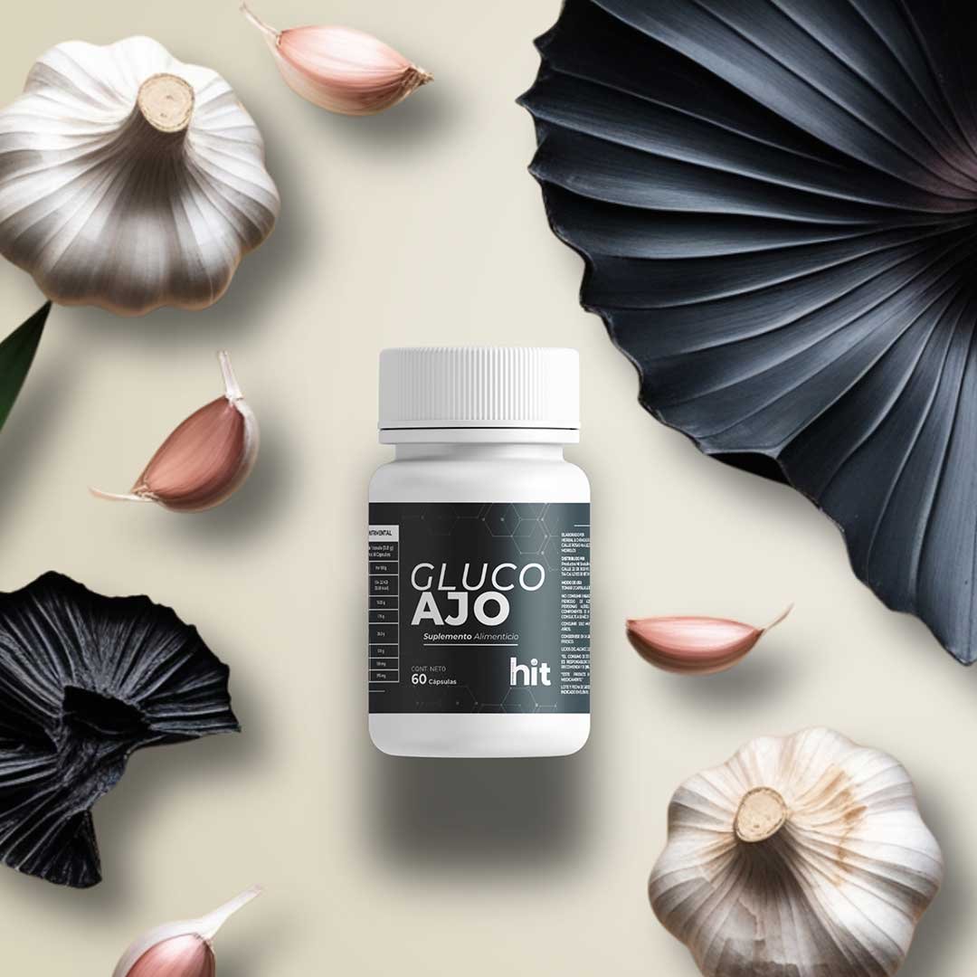 HIT® Gluco Ajo C2® en Cápsulas 30 pzs | Complemento Alimenticio con Ajo, Colágeno y Glucosamina | Fórmula de Origen Natural | Uso Adulto