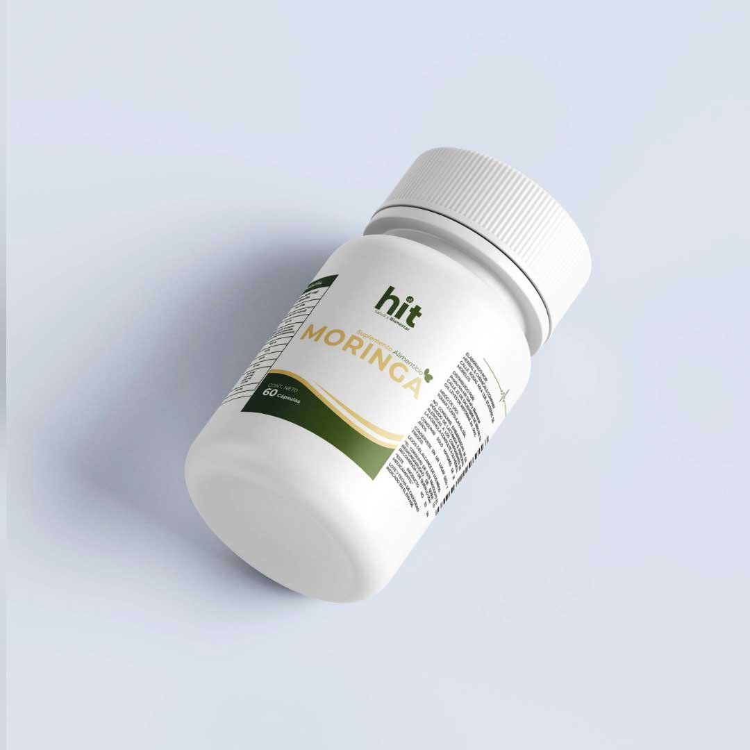 HIT® Moringa en Cápsulas 60 pzs | Complemento Alimenticio con Moringa, Uva, Té Verde y Alga Espirulina | Fórmula Herbal de Origen Natural | Uso Adulto