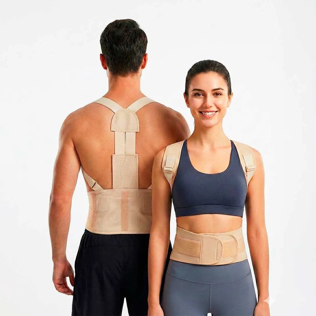 Soporte de Espalda POSTURE PLUS® con Discos Cerámicos de Turmalina | Corrector de Postura Ergonómico | Faja Postural Ajustable y Transpirable | Uso Diario